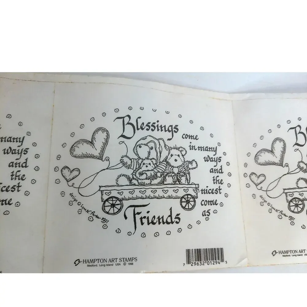 Vintage Hampton Arts Blessings Come As Friends Giant Sticker Roll